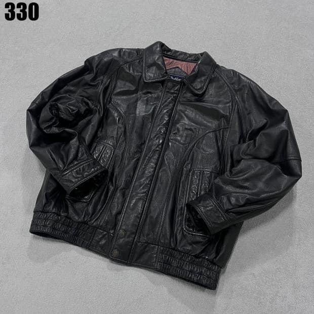 블랙 가죽 봄버자켓 