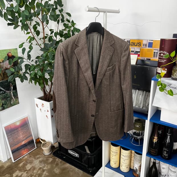 에르메네질도 제냐 엘보우패치 헤링본 블레이져 48R