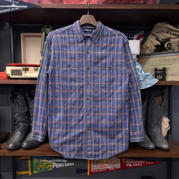 90s 파타고니아 노스노우 레어라벨 섀도우 체크 자카드 워크셔츠 N743