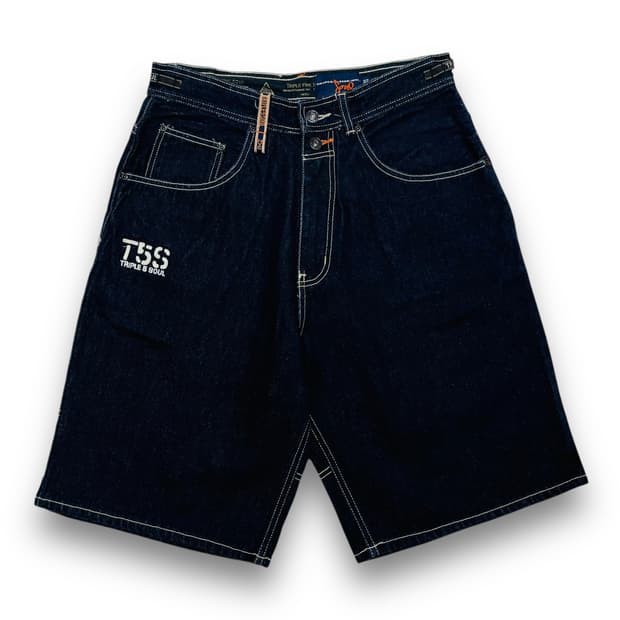 Triple 5 soul 올드스쿨 데님 통 하프 팬츠