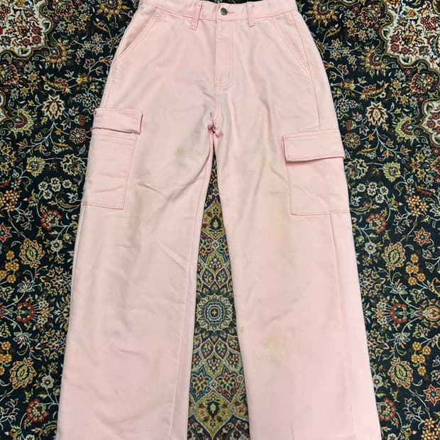 워셔블 카고 데님 (연핑크)