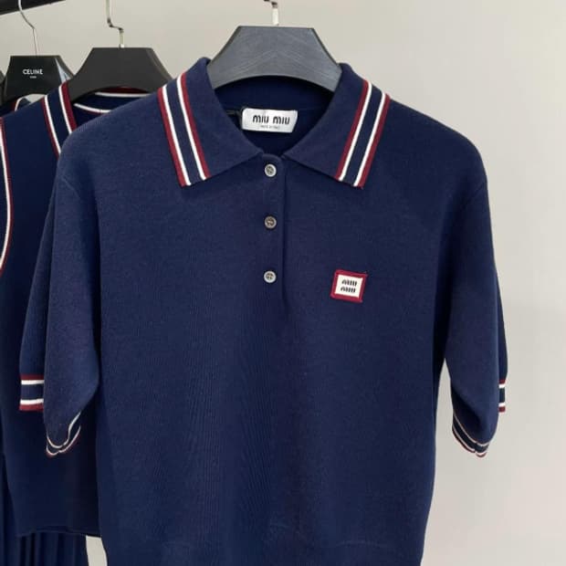 [미우;미우] 새상품 / 니트 반팔 / S (약 44 사이즈)