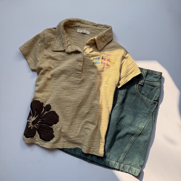 Floral Patch Rainbow Print Shirt 0356