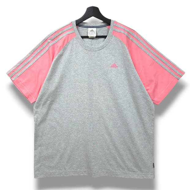 [2XL] 아디다스 퍼포먼스 핑크 &그레이 래글런 3S 반팔티셔츠