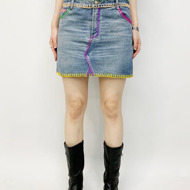 BOY HOLIC 크로셰 데님 미니 스커트