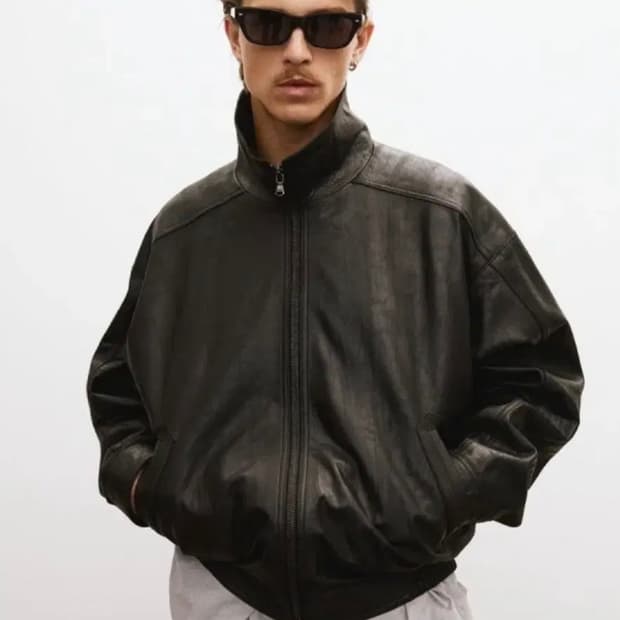 렉토 25ss 빈티지 크랙 이펙트 레더 점퍼 m