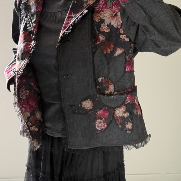 일본빈티지 모리 오리엔탈 레이스자수 자켓