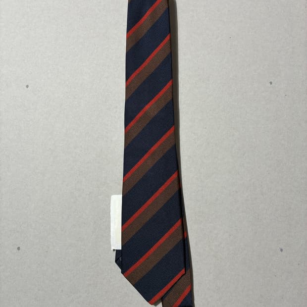 브루넬로 쿠치넬리 스트라이프 실크 넥타이 네이비/브라운