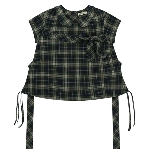 코이세이오 보우 블라우스 체크
