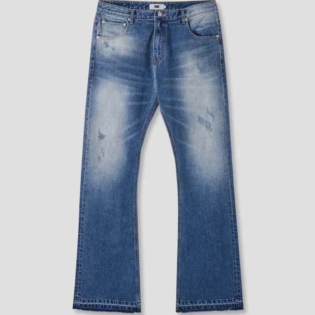 프라게 - 플레어 데미지 데님 팬츠