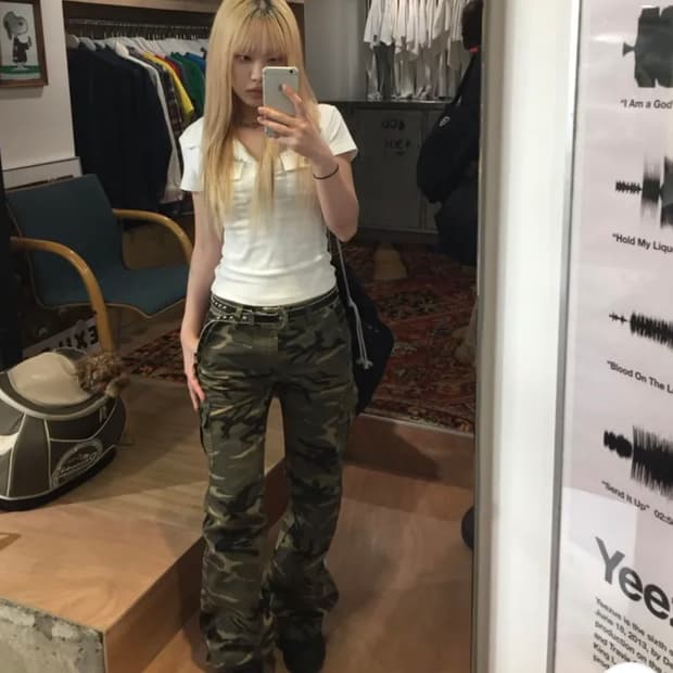 카모 부츠컷 로우라이즈 팬츠