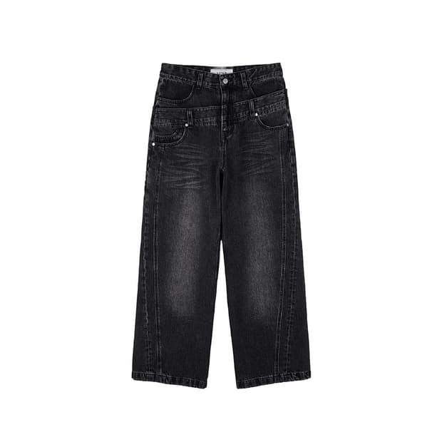 (1회착 우체국 택포가격) 아이돈워너셀 레이어 커브 데님 팬츠 블랙 2