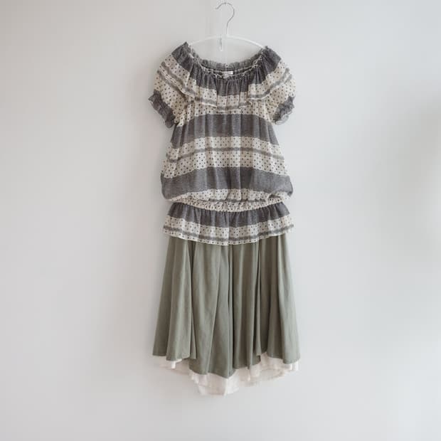 Sheer chacoal stripe chiffon blouse