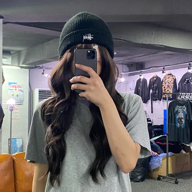 스투시 스몰로고 블랙 비니