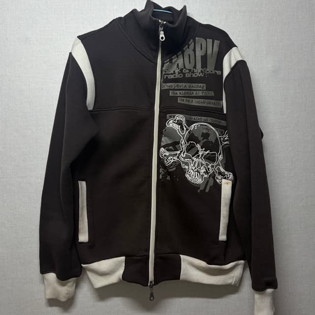 Jpn vtg 스컬펑크 하이넥 투웨이 져지집업