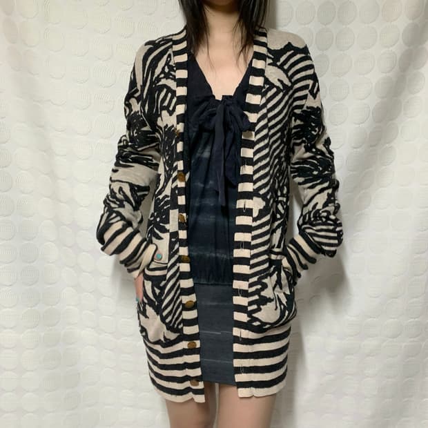 vivienne westwood man 플라워 스트라이프 니트 가디건