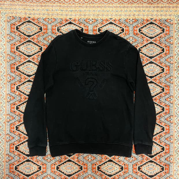 게스 스펠로고 블랙 맨투맨 여성M