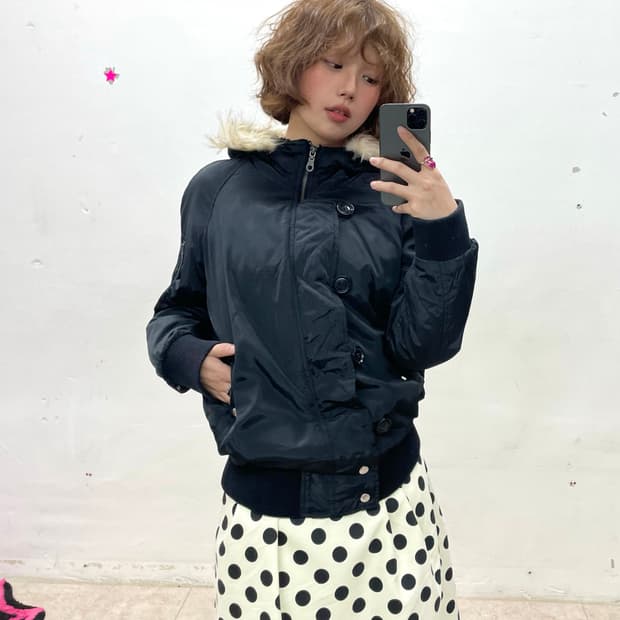  n2b Glossy Black Padded Jumper 