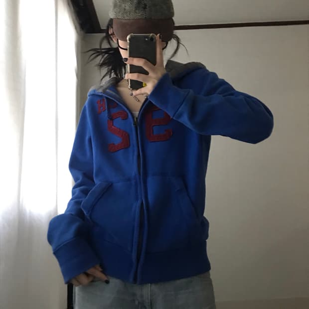 아베크롬비 블루 버건디 후드집업