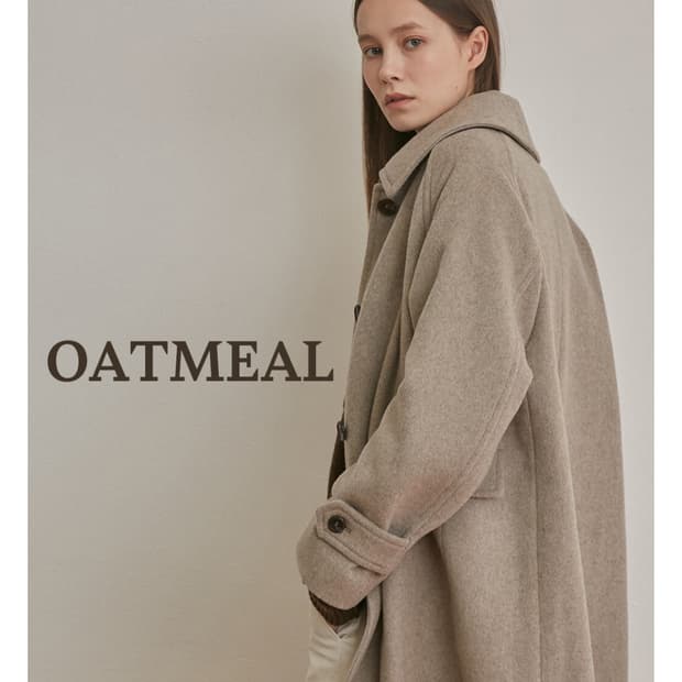 오트밀 컬러 롱 코트 / 울코트 / 울 핸드메이드 코트 / 울 롱코트