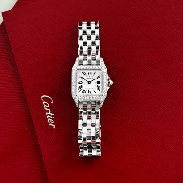 까르띠에 여자 산토스 드모아젤 스몰 다이아몬드 시계 풀박스