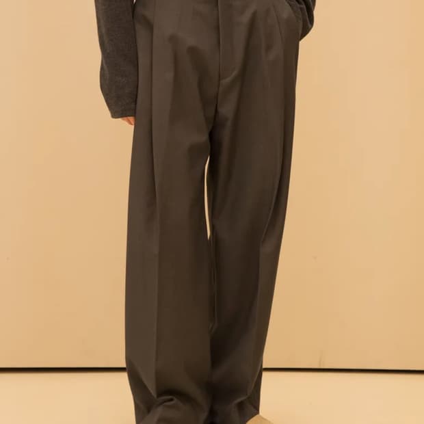 시그니처 원턱 와이드 슬랙스 그레이M