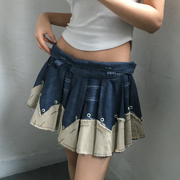 Just Cavalli 저스트카발리 빈티지 벨티드 데님 미니 스커트   