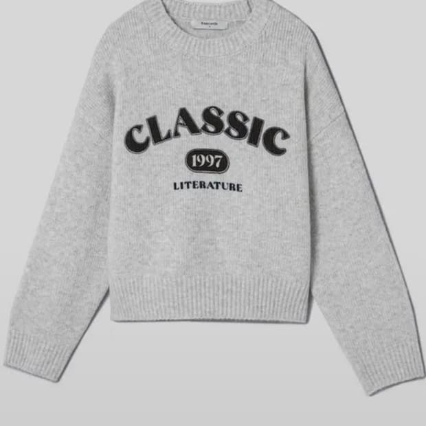 [급처] 에잇세컨즈 레터링 프린트 니트 그레이 M