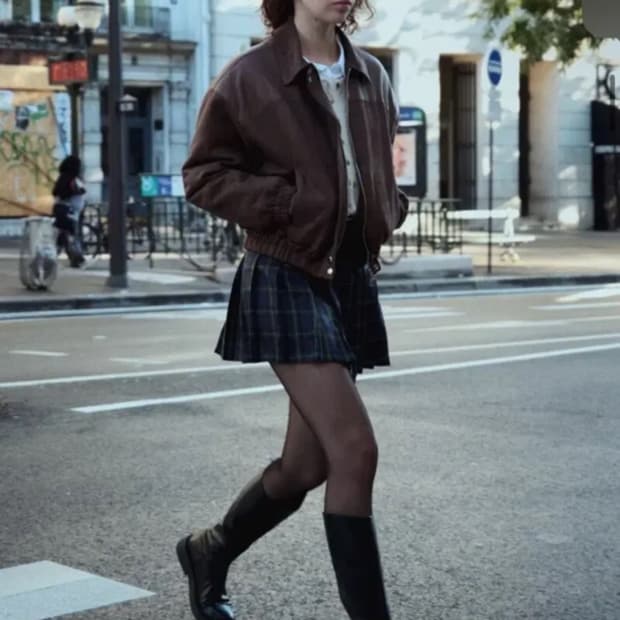 레터프롬문 스웨이드 퀄팅 점퍼 브라운 FREE