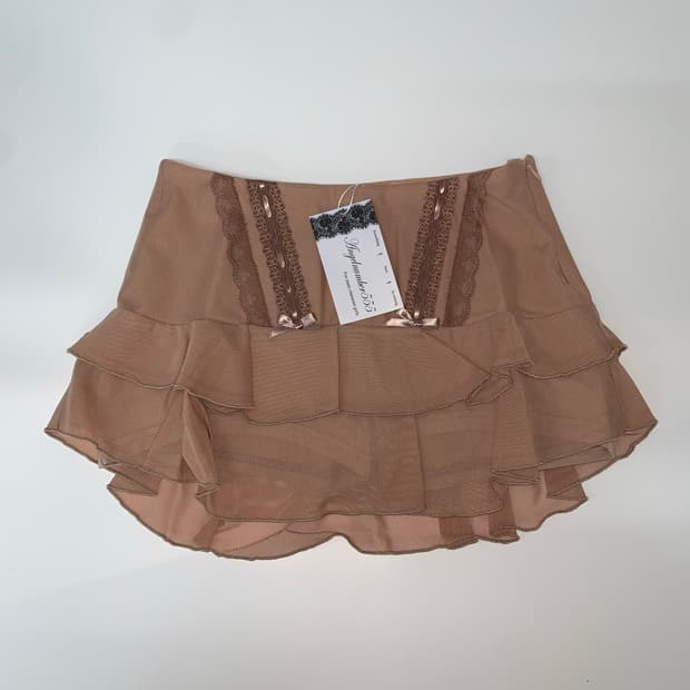 Garter frill skirt (Mocha Brown)/ S SIZE