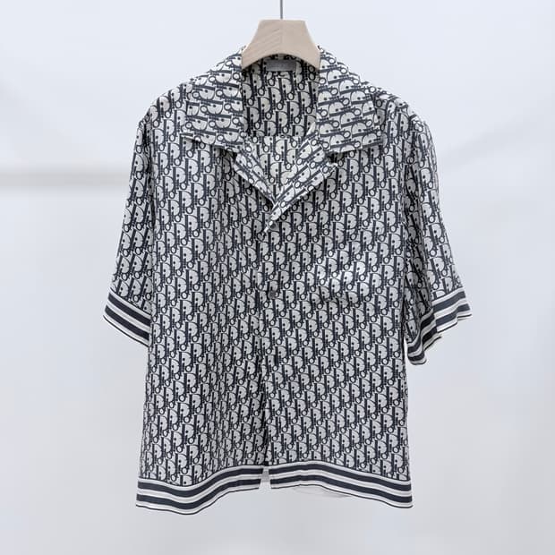 [A+급/42] 디올 오블리크 자카드 실크 반팔 셔츠