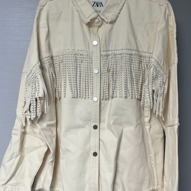 자라 프린지 셔츠 아이보리