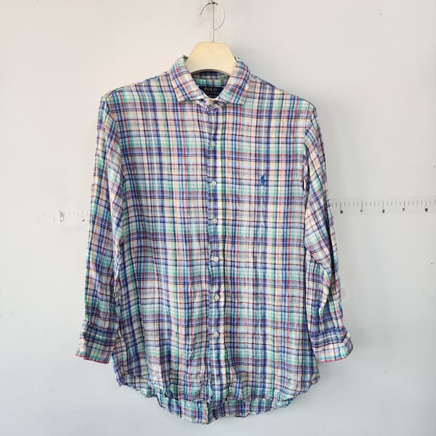 폴로 랄프로렌 체크 린넨 남방