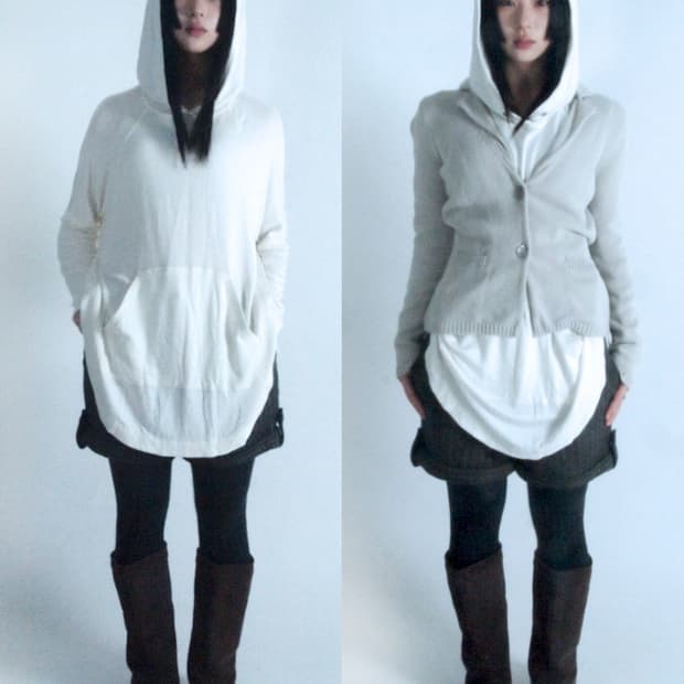 Set)hoodie+knit jacket+stripe woop pants