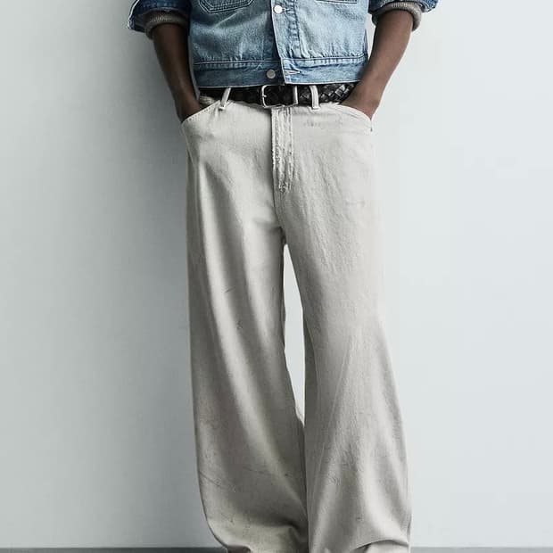 자라 배기핏 진 크림