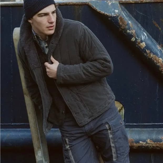 [M] 더블알엘 rrl 플리스 칼라 퀄트 저지 재킷