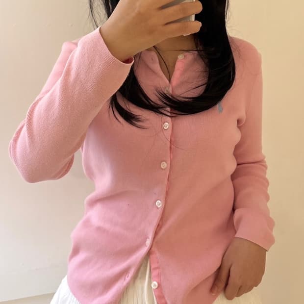 폴로 핑크 가디건