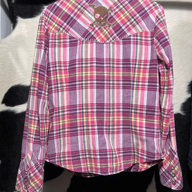 PPFM 해골체크 셔츠