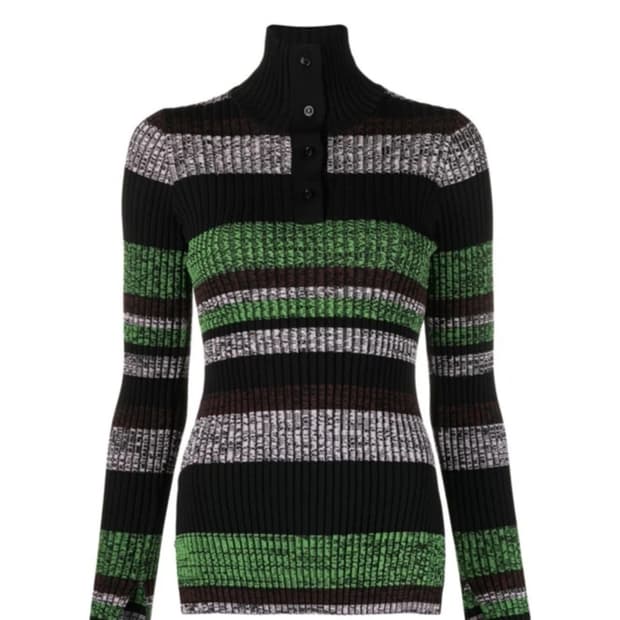 GANNI 스트라이프 니트 탑 M