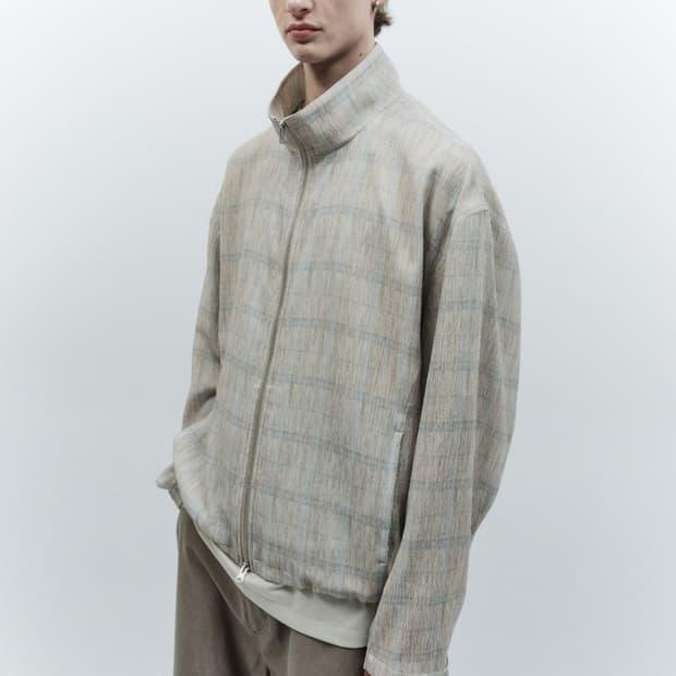 (L,새상품) 인사일런스 플리츠 체크 자켓 BEIGE