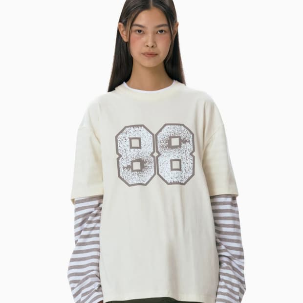 [L] 아메스 월드와이드 레이어드 긴팔티 남녀공용 L사이즈