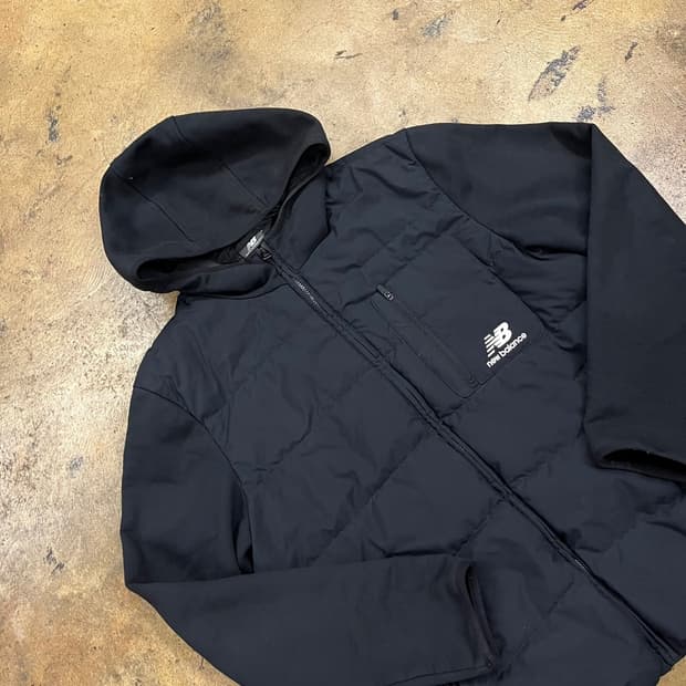 [정품/100] 뉴발란스 블랙 후드 패딩 자켓 b14