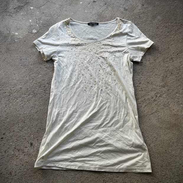 (Japanese vintage)slim u neck t
