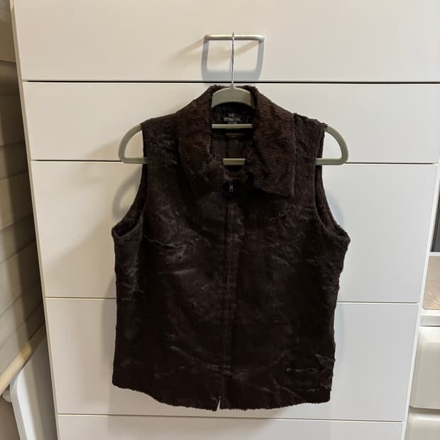 부드러운 브라운 에코퍼 털조끼 베스트