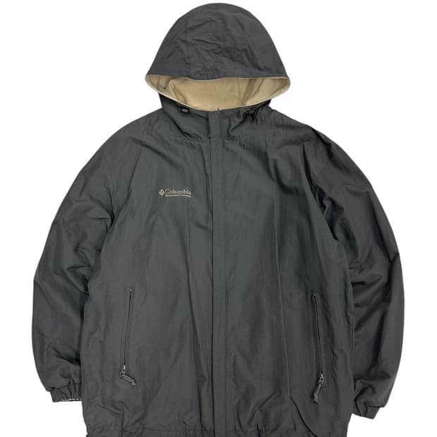 00s 컬럼비아 리버시블 플리스 후드점퍼 카키&아이보리 (XL)