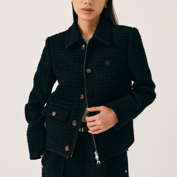 세터 아헨 울 블렌드 칼라 트위드 자켓