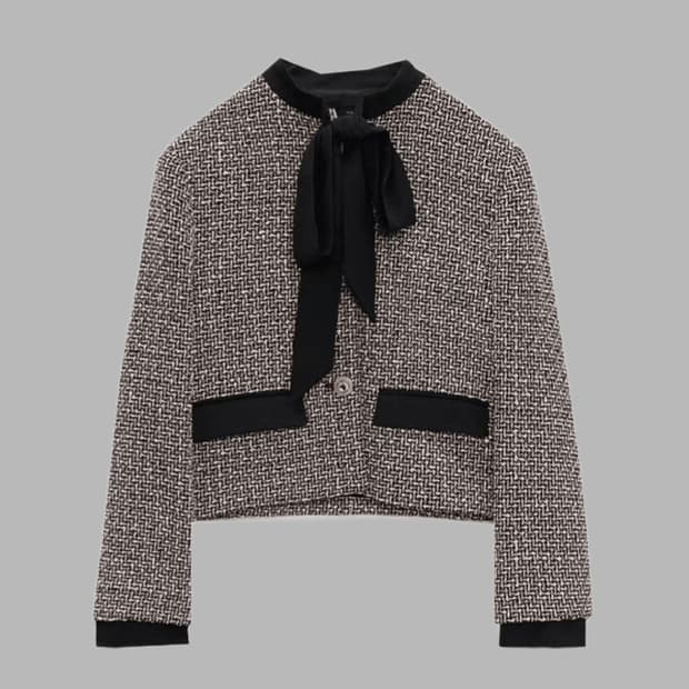 자라 리본 스트럭처 트위드 자켓 xs