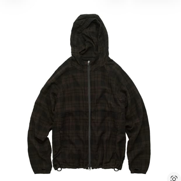 4) 폴리테루 체크 후디 파카 브라운