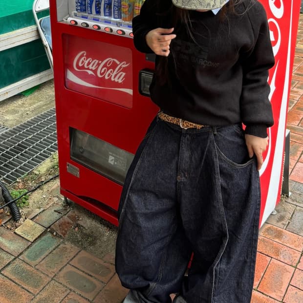 [unisex] 인디고 생지 롤업 데님 벌룬 pts