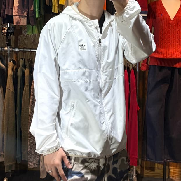 XXL 아디다스 파이어버드 절개 화이트 후드 바람막이